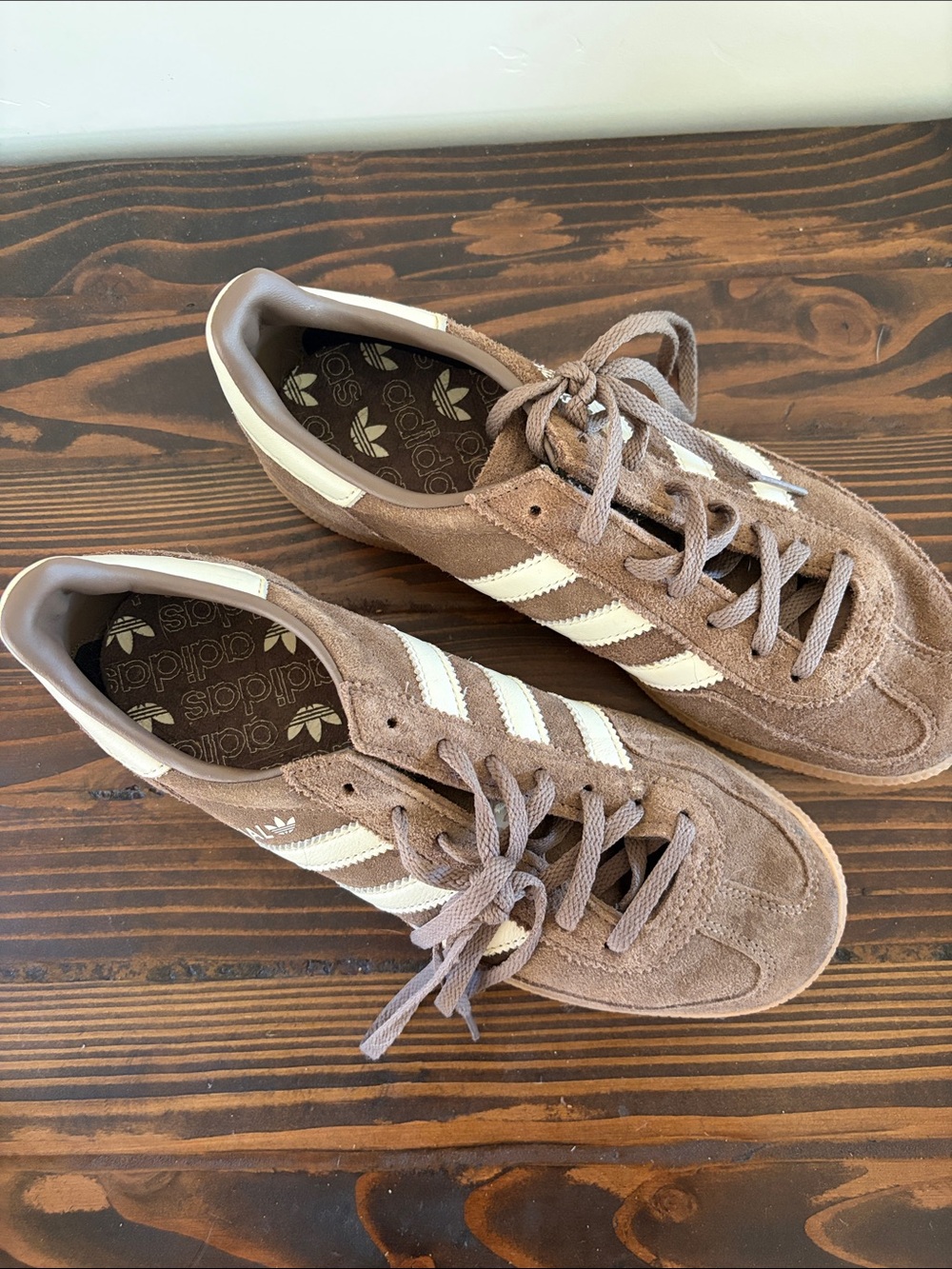 adidas Brown Suede Spezial Sneakers with Cream Stripes - Picture 2 of 6